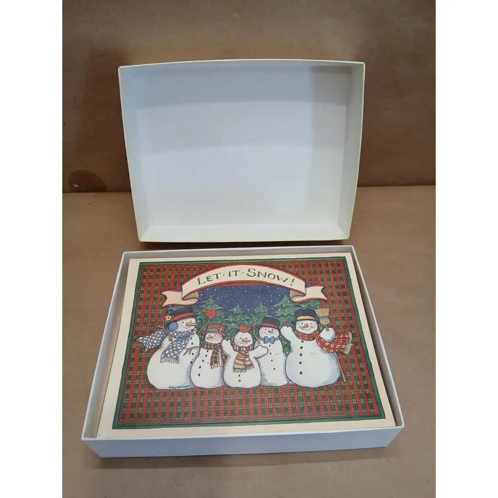 Lang Deluxe Let It Snow Christmas Cards Box Susan Winget Snowman Art with Seals